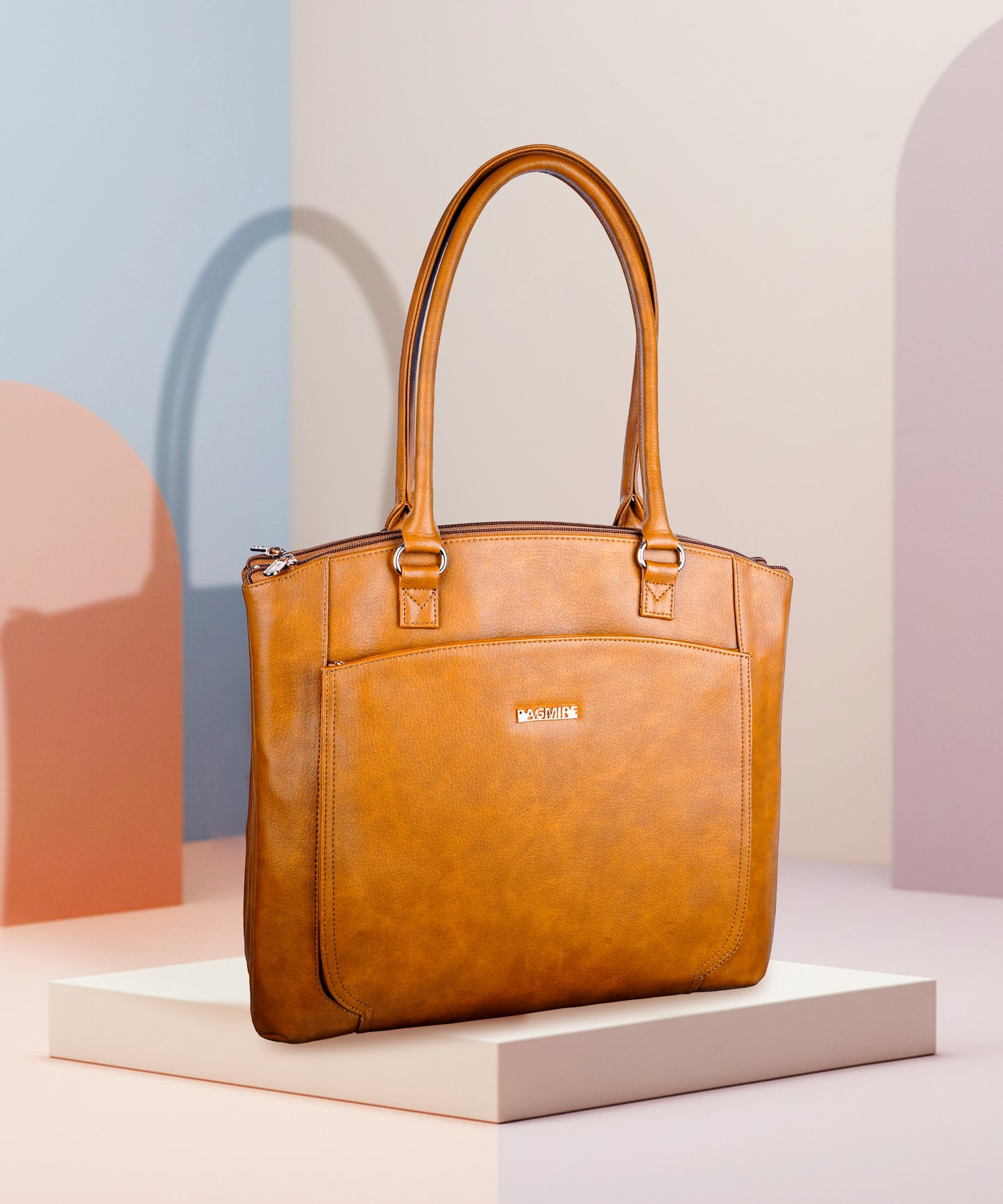 Women's Light Brown Faux Leather Tote Bag| Spacious Shoulder Bag