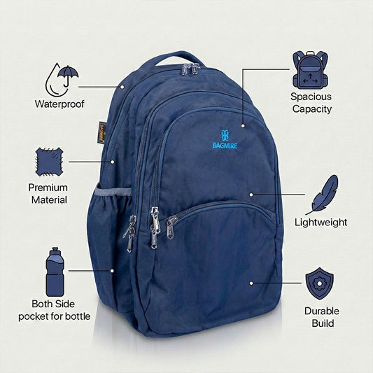 18 Inch Waterproof Backpack - Durable, Lightweight Nylon | Multi-Compartment Travel Bagmire
