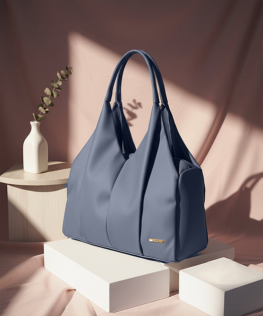 Black Faux Leather Tote Bag for Women Shoulder Handbag