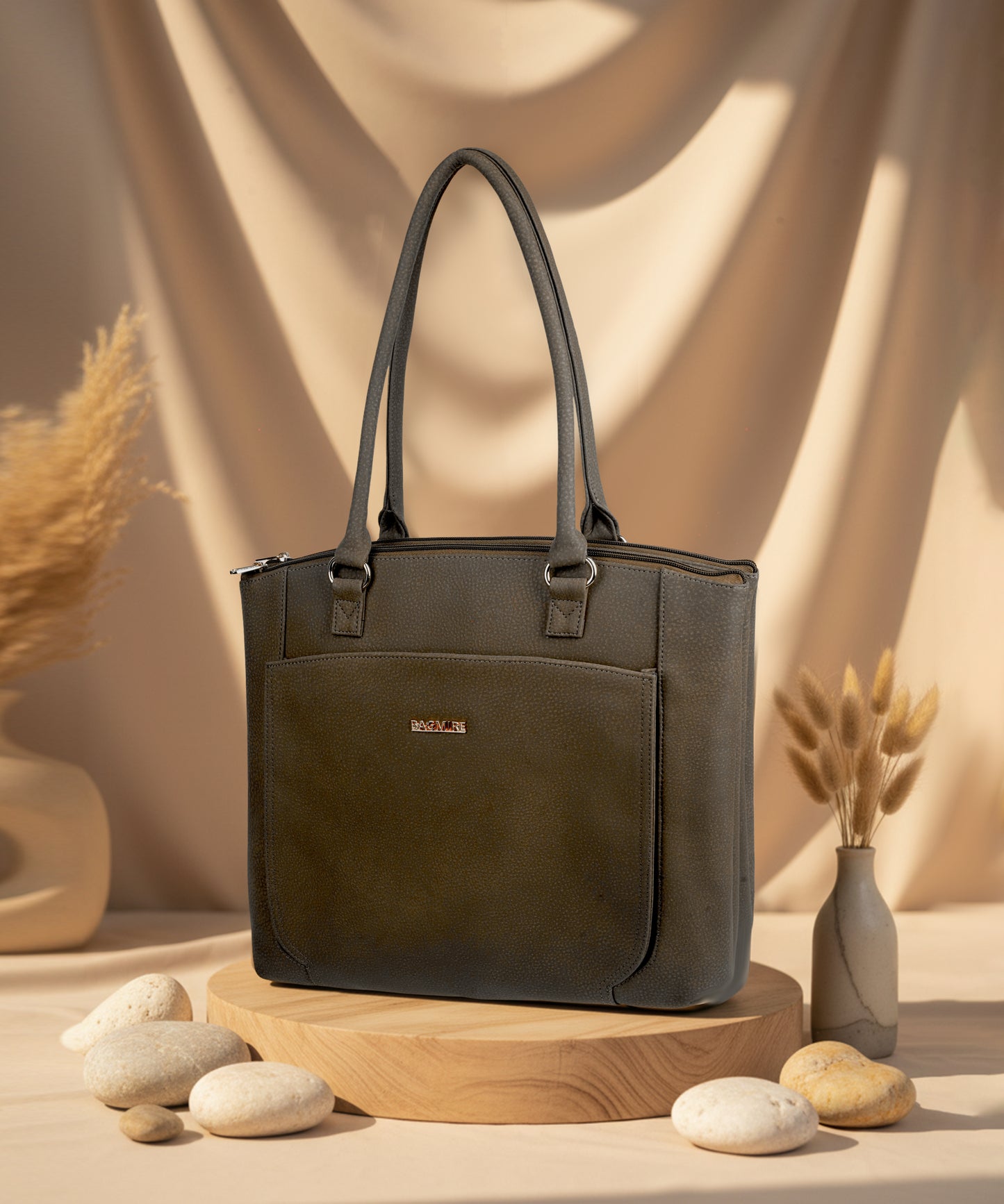 Women's Brown Faux Leather Tote Bag| Spacious Shoulder Bag