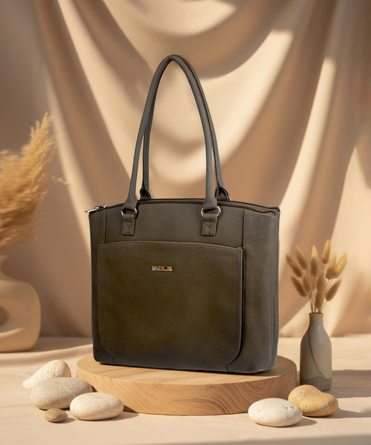 Women's Brown Faux Leather Tote Bag| Spacious Shoulder Bag