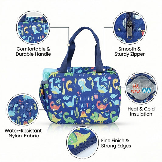BAGMIRE Dinosaur Theme Kids Lunch Bag – Durable, Easy-to-Carry & Insulated for Fresh Meals