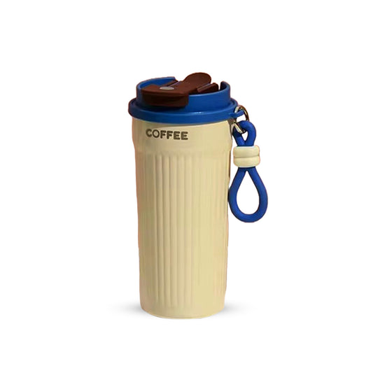 Trendy Portable Coffee Cup 550ML – Reusable, Leakproof & Easy Carry Travel Mug Blue - Bagmire
