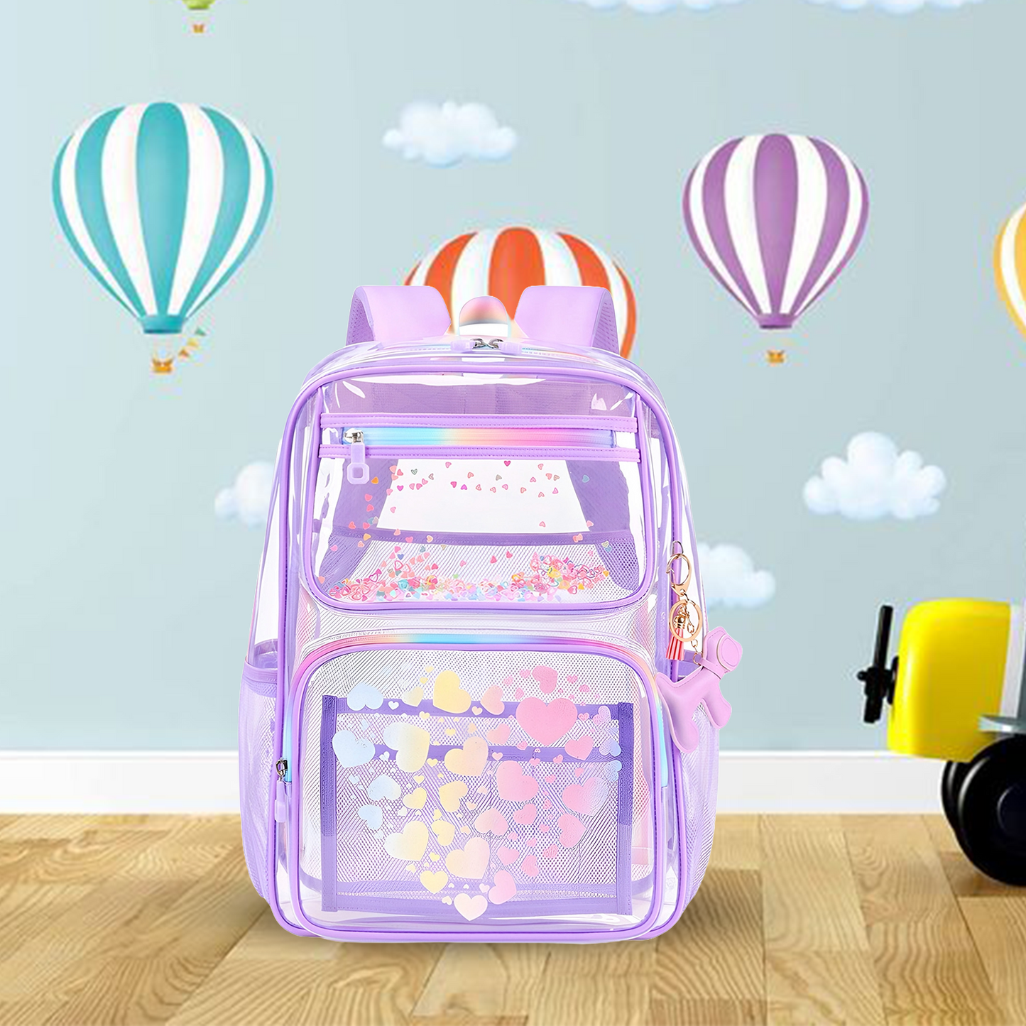 Stylish Purple Transparent Kids Backpack - Bagmire