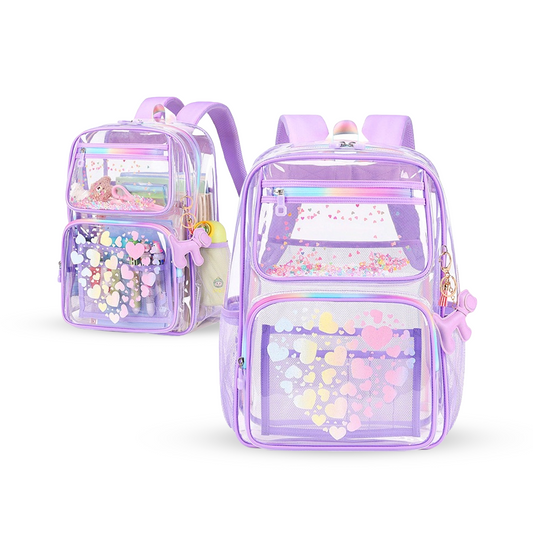 Stylish Purple Transparent Kids Backpack - Bagmire
