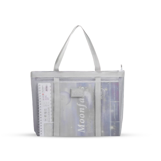 Clear mesh Tote Bag with Handle Grey - Bagmire