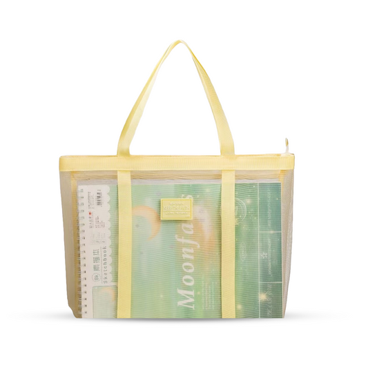 Clear mesh Tote Bag with Handle Yellow - Bagmire