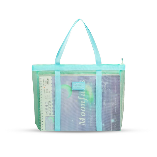 Clear mesh Tote Bag with Handle Blue - Bagmire