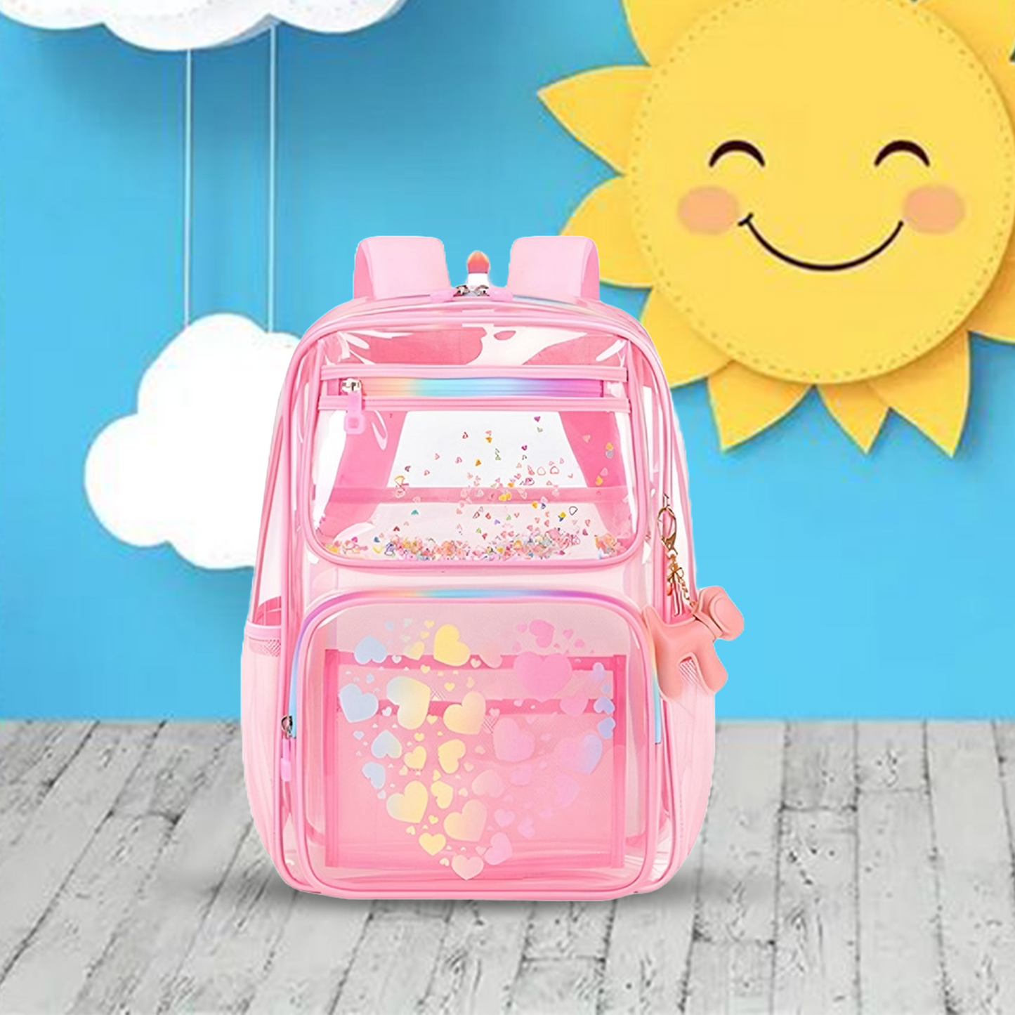 Chic Pink Transparent Kids Backpack - Bagmire