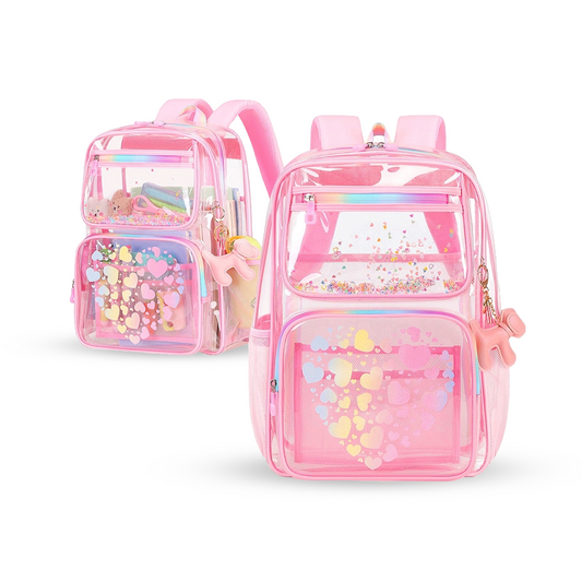 Chic Pink Transparent Kids Backpack - Bagmire