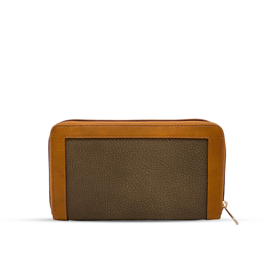 Bagmire Two-Tone Textured Wallet With Zipper Dark Brown - Bagmire