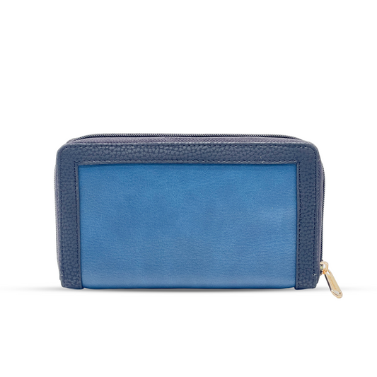 Bagmire Two-Tone Textured Wallet With Zipper Blue - Bagmire
