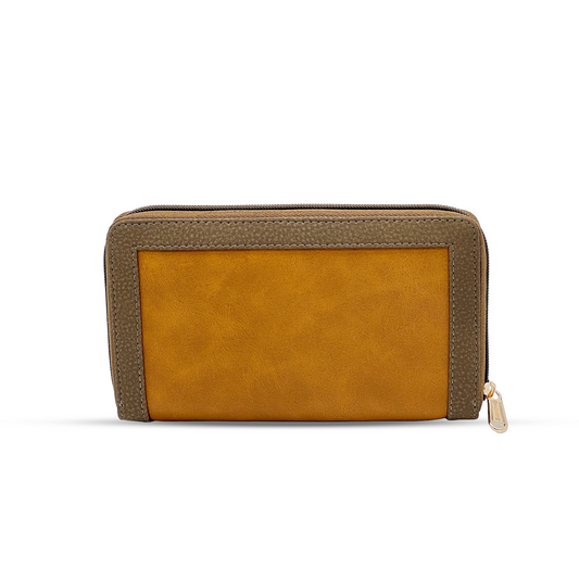 Bagmire Two-Tone Textured Wallet With Zipper Light Brown - Bagmire
