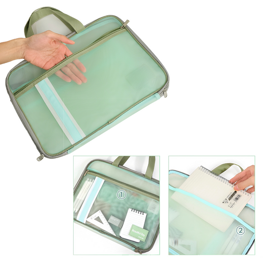 The carry all Transparent Document Organiser Bag Light Green - Bagmire