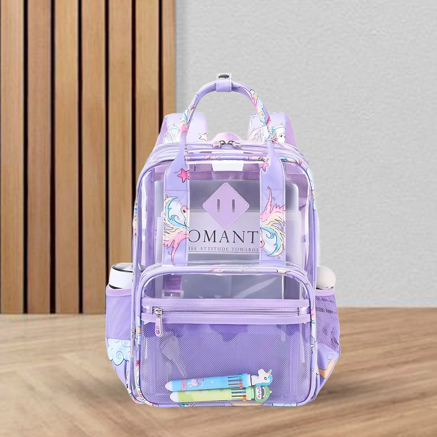 Sleek Purple Transparent Kids Backpack - Bagmire