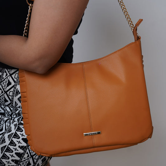 Bagmire Chic Chain Strap Hobo Bag For Women-Brown