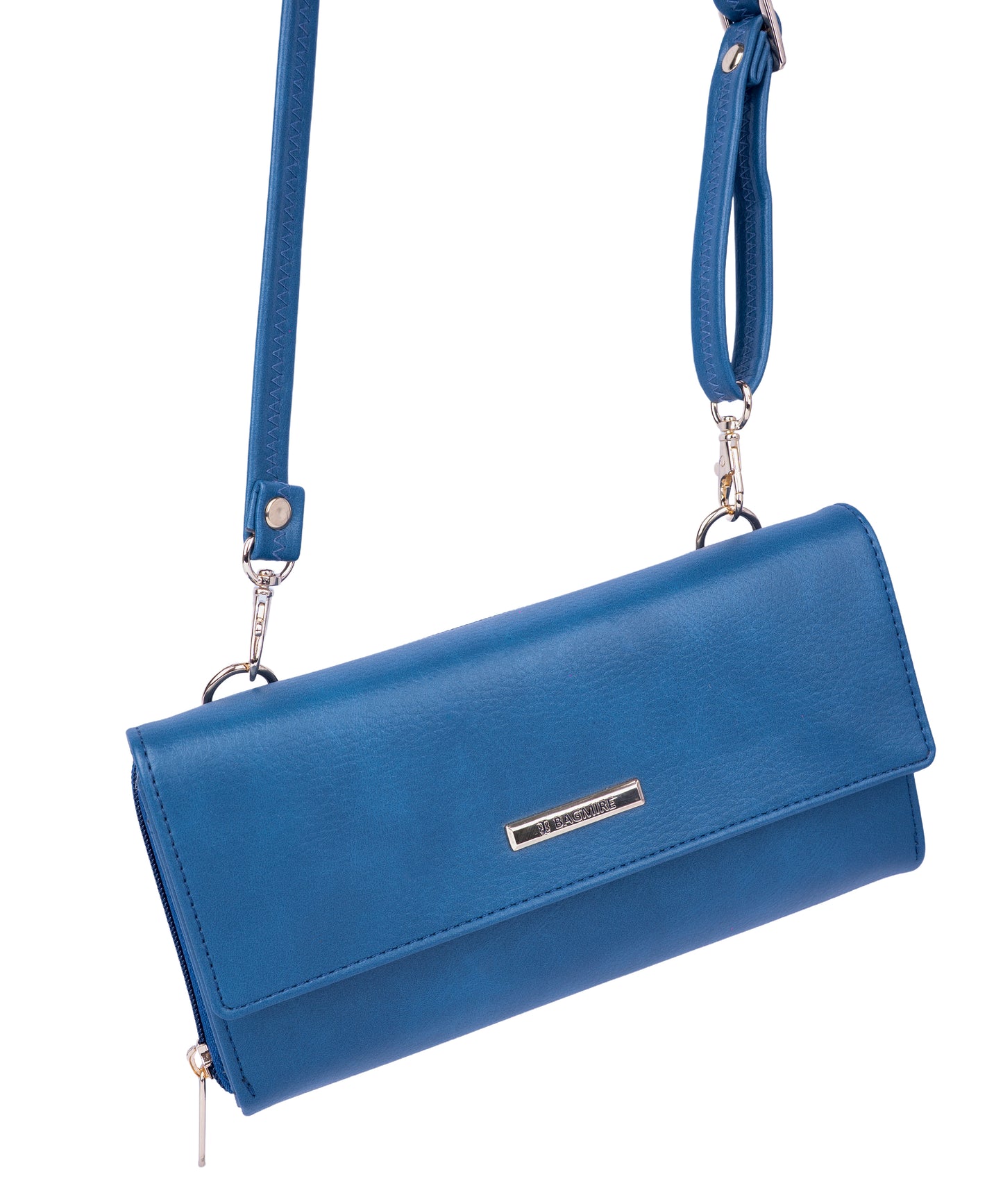 Bagmire Stylish Blue Women's Crossbody Wallet - PU Leather Clutch Purse with Detachable Strap