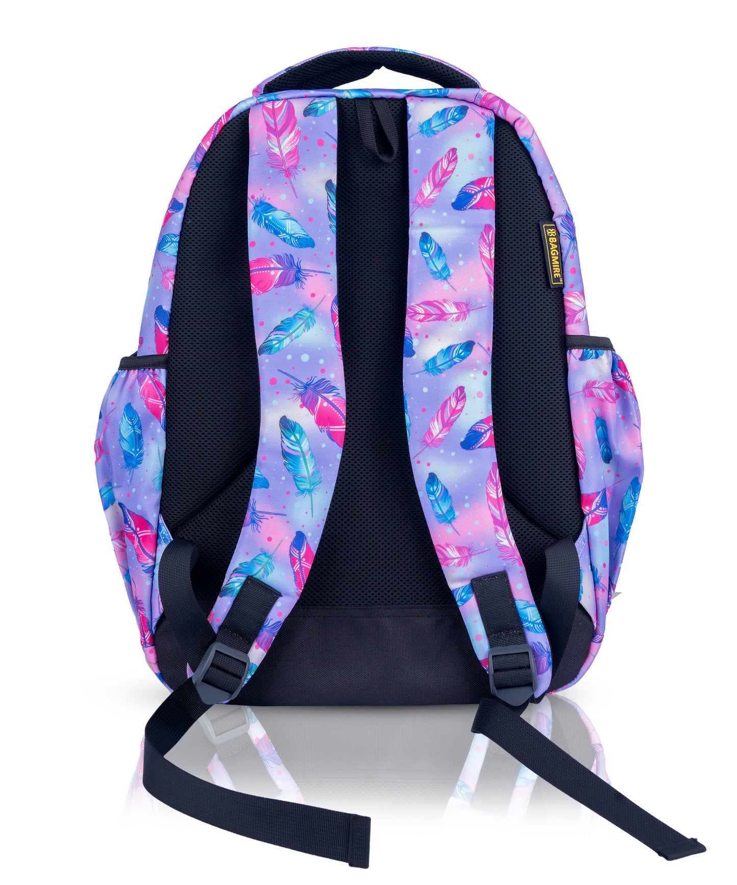 18 Inch Girls' Backpack - Pastel Feather Print, Waterproof, Multi-Compartment School Bag Bagmire