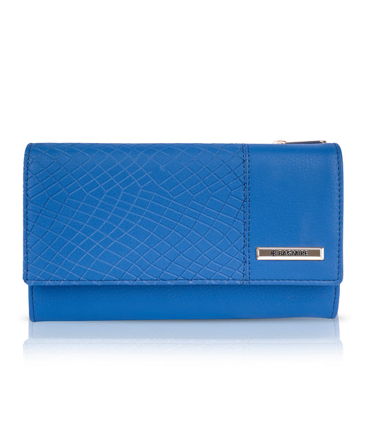 Bagmire Women's Royal Blue Clutch Wallet | Textured Vegan Leather Long Card Holder
