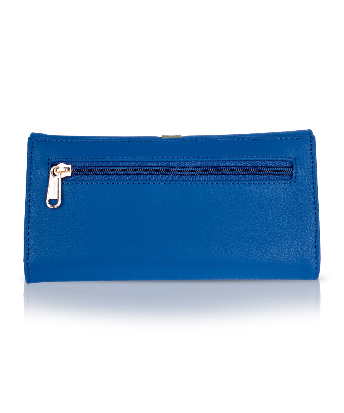 Bagmire Women's High-Capacity Trifold Wallet | Navy Blue Textured Faux Leather Clutch