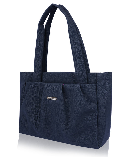 Bagmire Women's Pleated Faux Leather Tote- Padded Handle Shoulder Bag