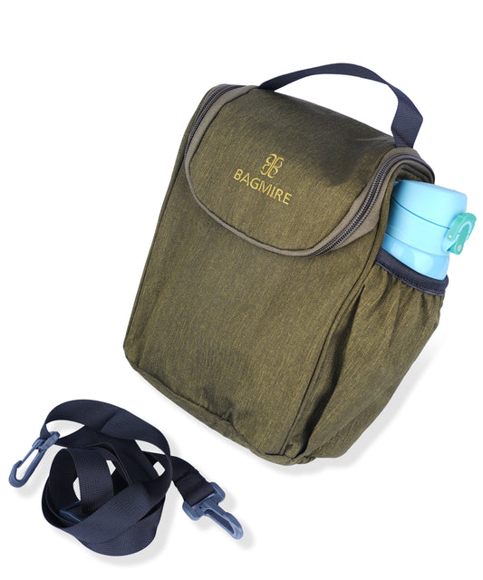 BAGMIRE Insulated Lunch Bag for Office & Travel – Premium Denim Style Food Carry Bag with Bottle Holder, Adjustable Strap & Thermal Lining