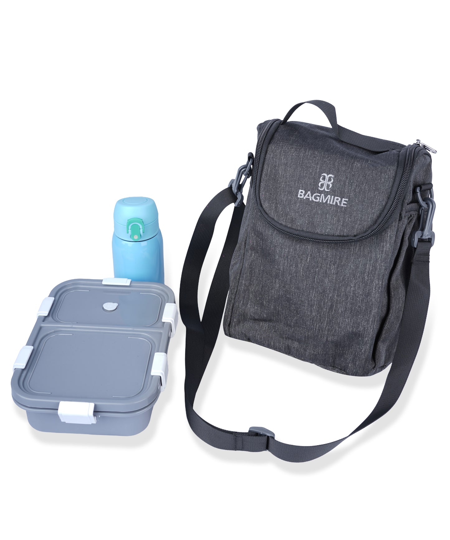 BAGMIRE Insulated Lunch Bag for Office & Travel – Premium Denim Style Food Carry Bag with Bottle Holder, Adjustable Strap & Thermal Lining