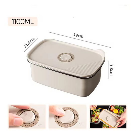 1100ML 304 Food-Grade Stainless Steel Preservation Box, Microwaveable Lunch Box, Food Storage Container, Sealed for Refrigeration and Freezing