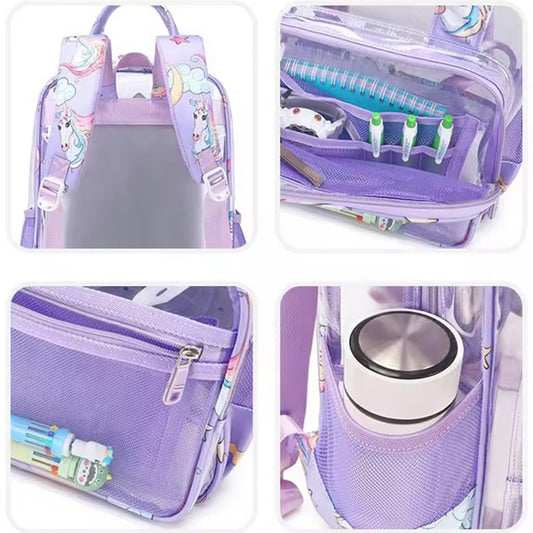 Sleek Purple Transparent Kids Backpack - Bagmire