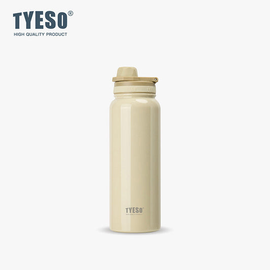 TYESO 1050ml Stainless Steel Insulated Water Bottle – Hot & Cold Flask, Leak-Proof Travel Bottle Beige - Bagmire