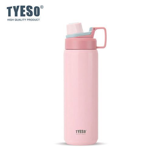 TYESO Sports Vacuum Insulated Steel Bottle 900ML with Portable Handle Pink - Bagmire