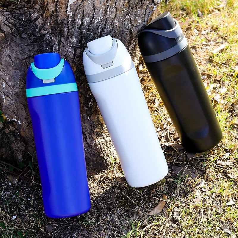 Insulated Stainless Steel Water Bottle with Straw Lid - Leakproof Flip Top Thermo Mug for Sports, Travel & Car Cup Holders