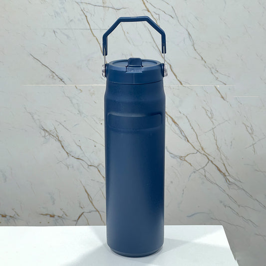 Large Capacity Insulated Water Bottle with Handle - Stainless Steel, Leakproof, Wide Mouth Flip Cap for Gym, Sport & Outdoor