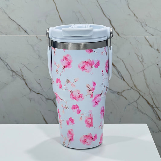 BAGMIRE Floral Insulated Tumbler – Dual Lid (Straw & Sip)