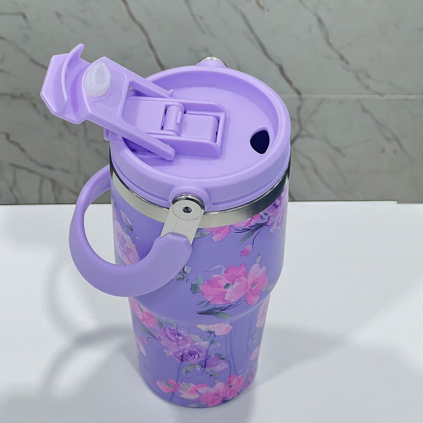 BAGMIRE Floral Insulated Tumbler – Dual Lid (Straw & Sip)