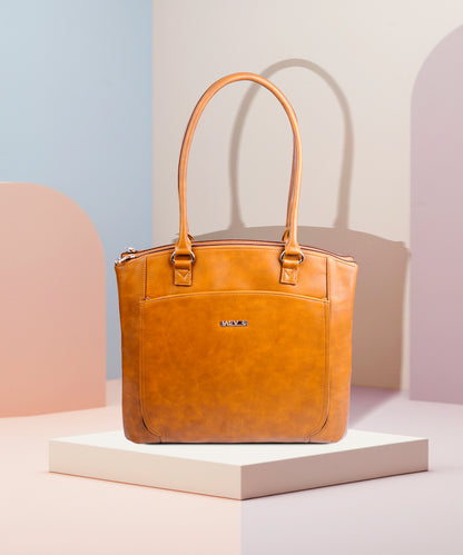 Women's  Light Brown Faux Leather Tote Bag| Spacious Shoulder Bag