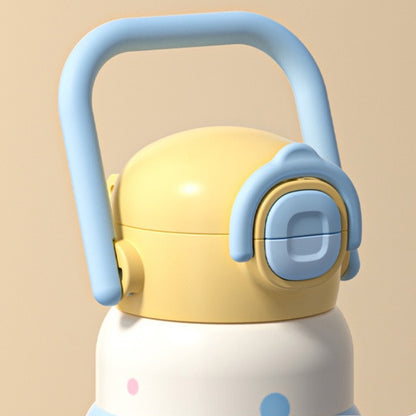 Kids Water Bottle with Handle – Cute Design(BPA-Free, Leak-Proof, 600ml)-blue - Bagmire