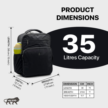 Lightweight 15" Black Nylon Backpack - Multi-Compartment, Waterproof, Professional Work Bag Bagmire