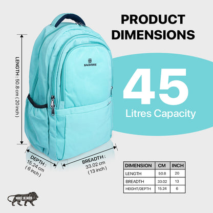 Bagmire  Waterproof Laptop Backpack | Stylish Aqua Blue Daypack for College & Travel