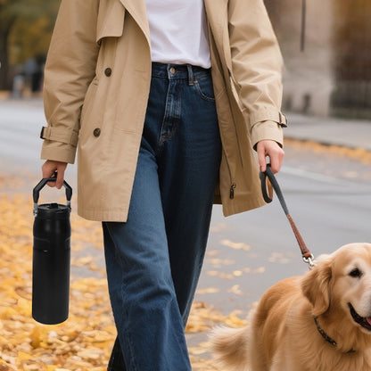 Large Capacity Insulated Water Bottle with Handle - Stainless Steel, Leakproof, Wide Mouth Flip Cap for Gym, Sport & Outdoor