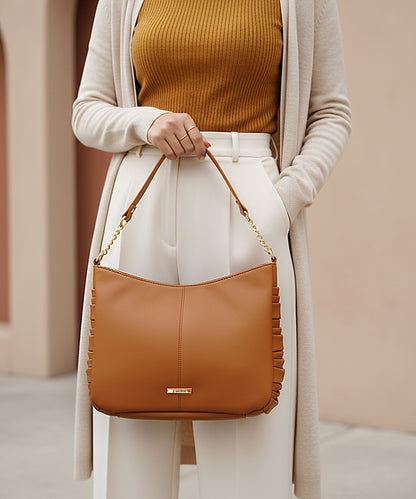 Bagmire Chic Chain Strap Hobo Bag For Women-Brown