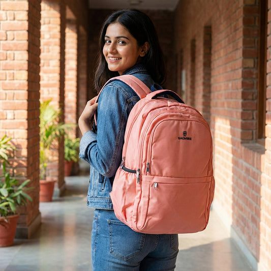 Bagmire Blush Pink Waterproof Backpack | Stylish Laptop School Bag for Women/Girls