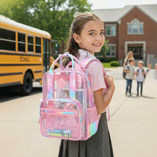 Charming Pink Transparent Kids Backpack