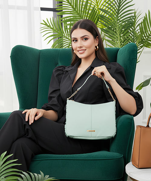 Bagmire Chic Chain Strap Hobo Bag For Women-Sky blue