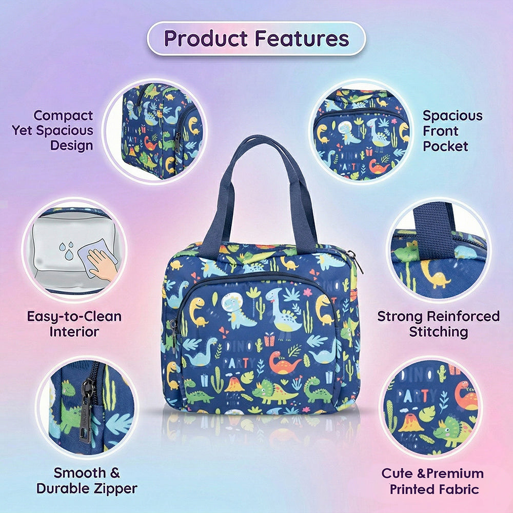 Dinosour print Insulated Lunch Bag – Waterproof, Dual Compartments, Foil Lining | BAGMIRE