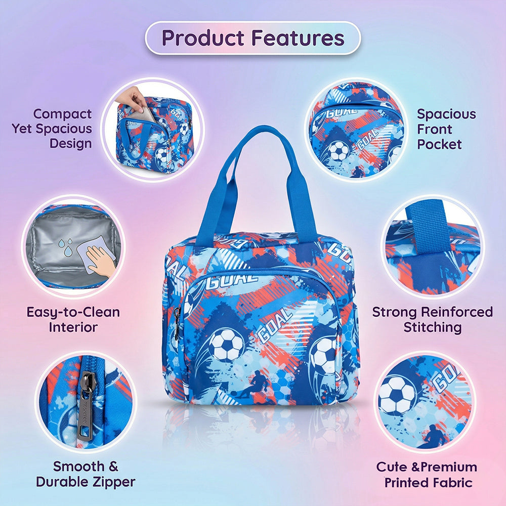 Football print Insulated Lunch Bag – Waterproof, Dual Compartments, Foil Lining | BAGMIRE