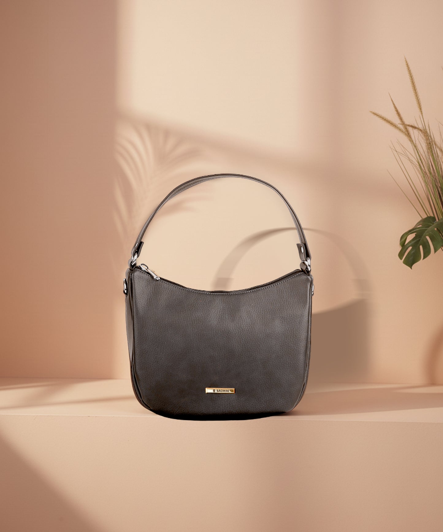 Modern Faux Leather Hobo & Crossbody Bag-Adjustable Strap For Everyday Style-Dark Brown