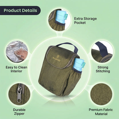 BAGMIRE Insulated Lunch Bag for Office & Travel – Premium Denim Style Food Carry Bag with Bottle Holder, Adjustable Strap & Thermal Lining