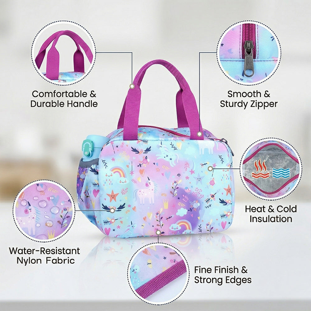 Unicorn Rainbow Kids Insulated Lunch Bag – Cute & Spacious Food Carry Bag for School and Picnic | BAGMIRE