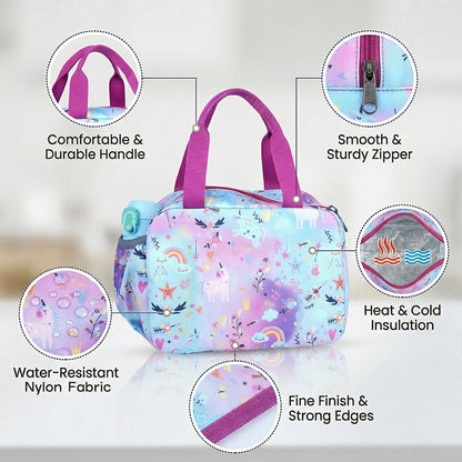Unicorn Rainbow Kids Insulated Lunch Bag – Cute & Spacious Food Carry Bag for School and Picnic | BAGMIRE